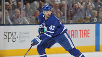 TORONTO, ON - JANUARY 23: Nazem Kadri #43 of the Toronto Maple Leafs skates against the Washington Capitals during an NHL game at Scotiabank Arena on January 23, 2019 in Toronto, Ontario, Canada. The Maple Leafs defeated the Capitals 6-3. (Photo by Claus Andersen/Getty Images)