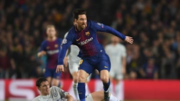 BARCELONA, SPAIN - MARCH 14: Lionel Messi of Barcelona is challenged by Andreas Christensen of Chelsea during the UEFA Champions League Round of 16 Second Leg match FC Barcelona and Chelsea FC at Camp Nou on March 14, 2018 in Barcelona, Spain. (Photo by Shaun Botterill/Getty Images)