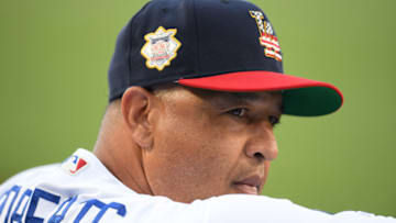 LOS ANGELES, CALIFORNIA - JULY 05: Dave Roberts #30 of the Los Angeles Dodgers looks on before the game against the San Diego Padres at Dodger Stadium on July 05, 2019 in Los Angeles, California. (Photo by Harry How/Getty Images)