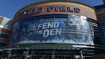 Oct 18, 2015; Detroit, MI, USA; General view of Ford Field exterior before the NFL game between the Chicago Bears against the Detroit Lions. Mandatory Credit: Kirby Lee-USA TODAY Sports