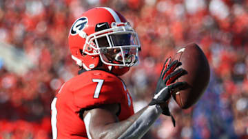 ATHENS, GA - SEPTEMBER 7: D'Andre Swift #7 of the Georgia Bulldogs of the Georgia Bulldogs celebrates scoring a touchdown during the first half against the Murray State Racers at Sanford Stadium on September 7, 2019 in Athens, Georgia. (Photo by Carmen Mandato/Getty Images)