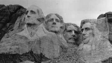 circa 1960: Mount Rushmore in Dakota where four presidents' faces have been sculptured out of the rocks, known as the Shrine Of Democracy. (Photo by Keystone/Getty Images)