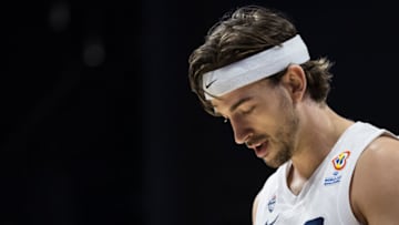 WASHINGTON, DC - FEBRUARY 27: David Stockton #5 of Team USA looks on against Mexico during the first half of the FIBA Basketball World Cup 2023 Qualifier game at Entertainment & Sports Arena on February 27, 2022 in Washington, DC. (Photo by Scott Taetsch/Getty Images)