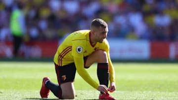 WATFORD, ENGLAND - MAY 05: Gerard Deulofeu of Watford during the Premier League match between Watford and Newcastle United at Vicarage Road on May 5, 2018 in Watford, England. (Photo by Catherine Ivill/Getty Images)
