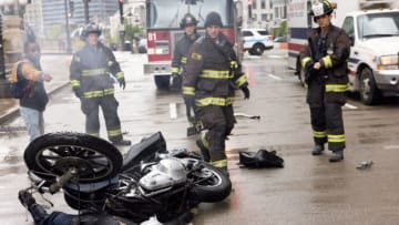 CHICAGO FIRE -- "No Survivors" Episode 916 -- Pictured: (l-r) Christian Stolte as Randall “Mouch” McHolland, Alberto Rosende as Blake Gallo, Jesse Spencer as Matthew Casey, Miranda Rae Mayo as Stella Kidd -- (Photo by: Adrian S. Burrows Sr./NBC)