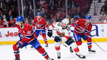 MONTREAL, QC - SEPTEMBER 19: Montreal Canadiens center Jonathan Drouin (92) skates with the puck during the first period of the NHL preseason game between the New Florida Panthers and the Montreal Canadiens on September 19, 2018, at the Bell Centre in Montreal, QC (Photo by Vincent Ethier/Icon Sportswire via Getty Images)