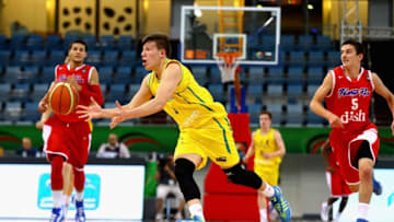 DUBAI, UNITED ARAB EMIRATES - AUGUST 14: Dejan Vasiljevic of Australia in action during the FIBA U17 World Championships Quarter-Final match between Australia and Puerto Rico at the Hamdan Sports Complex on August 14, 2014 in Dubai, United Arab Emirates. (Photo by Francois Nel/Getty Images)