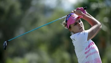 RANCHO MIRAGE, CA - APRIL 01: Lexi Thompson plays her tee shot on the sixth hole during the third round of the ANA Inspiration at the Dinah Shore Tournament Course at Mission Hills Country Club on April 1, 2017 in Rancho Mirage, California. (Photo by Jeff Gross/Getty Images)