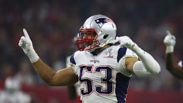 Kyle Van Noy #53 of the New England Patriots celebrates after the Patriots defeat the Atlanta Falcons 34-28 in Super Bowl 51 at NRG Stadium on February 5, 2017 in Houston, Texas. (Photo by Al Bello/Getty Images)