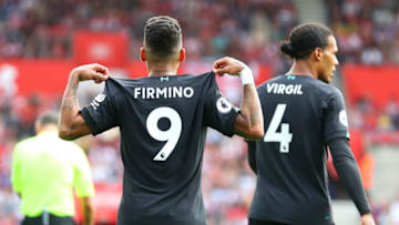 SOUTHAMPTON, ENGLAND - AUGUST 17: Roberto Firmino of Liverpool celebrates after scoring his team's second goal during the Premier League match between Southampton FC and Liverpool FC at St Mary's Stadium on August 17, 2019 in Southampton, United Kingdom. (Photo by Catherine Ivill/Getty Images)