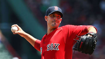 BOSTON, MA - JULY 16: Rick Porcello delivers a pitch against the rival New York Yankees.