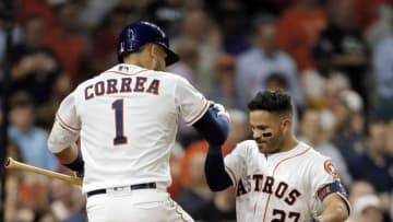 Altuve an d Correa of the Houston Astros (Photo by Bob Levey/Getty Images)