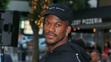 WESTWOOD, CA - AUGUST 09: NBA player Jimmy Butler attends the Premiere Of STX Films' "Mile 22" at Westwood Village Theatre on August 9, 2018 in Westwood, California. (Photo by Leon Bennett/Getty Images)