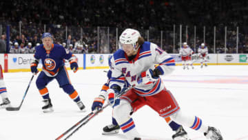 UNIONDALE, NEW YORK - JANUARY 16: Artemi Panarin #10 of the New York Rangers skates against the New York Islanders at NYCB Live's Nassau Coliseum on January 16, 2020 in Uniondale, New York. The Rangers defeated the Islanders 2-1. (Photo by Bruce Bennett/Getty Images)