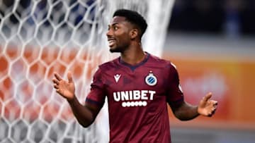 GENT, BELGIUM - DECEMBER 22 : Emmanuel Bonaventure Dennis forward of Club Brugge can not believe the missed opportunity during the Jupiler Pro League match between KAA Gent and Club Brugge at the Ghelamco Arena on December 22, 2019 in Gent, Belgium , 22/12/2019 ( Photo by Nico Vereecken / Photo News via Getty Images)