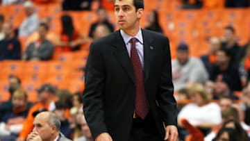 SYRACUSE, NY - NOVEMBER 25: Head coach Matt Langel of the Colgate Raiders looks on during the game against the Syracuse Orange at the Carrier Dome on November 25, 2012 in Syracuse, New York. (Photo by Nate Shron/Getty Images)
