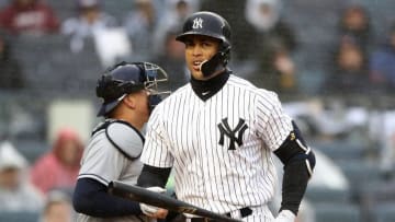 NEW YORK, NY - APRIL 03: Giancarlo Stanton (Photo by Elsa/Getty Images)