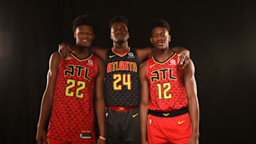 Cam Reddish Bruno Fernando De'Andre Hunter Atlanta Hawks (Photo by Brian Babineau/NBAE via Getty Images)