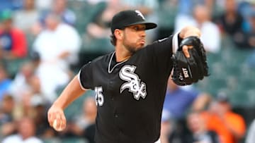 Jun 13, 2016; Chicago, IL, USA; Chicago White Sox starting pitcher James Shields (25) delivers a pitch during the first inning against the Detroit Tigers at U.S. Cellular Field. Mandatory Credit: Caylor Arnold-USA TODAY Sports