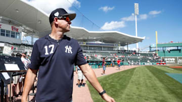 FORT MYERS, FL - FEBRUARY 23: New York Yankees manager Aaron Boone looks on prior to a Grapefruit League spring training game against the Boston Red Sox at JetBlue Park at Fenway South on February 23, 2019 in Fort Myers, Florida. (Photo by Joe Robbins/Getty Images)