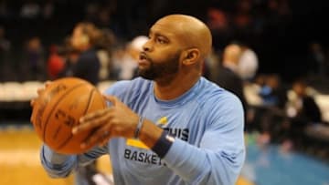 Oct 14, 2014; Oklahoma City, OK, USA; Memphis Grizzlies guard Vince Carter (15) shoots the ball prior to the game against the Oklahoma City Thunder at Chesapeake Energy Arena. Mandatory Credit: Mark D. Smith-USA TODAY Sports