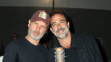 SAN DIEGO, CA - JULY 22: Actors Andrew Lincoln (L) and Jeffrey Dean Morgan attend AMC's 'The Walking Dead' panel during Comic-Con International 2016 at San Diego Convention Center on July 22, 2016 in San Diego, California. (Photo by Albert L. Ortega/Getty Images)