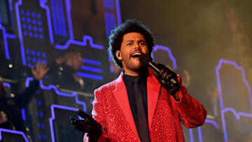 TAMPA, FLORIDA - FEBRUARY 04: In this image released on February 7th, The Weeknd rehearses for the Super Bowl LV Halftime Show at Raymond James Stadium on February 04, 2021 in Tampa, Florida. (Photo by Kevin Mazur/Getty Images for TW)