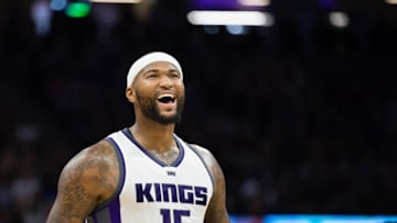 Oct 29, 2016; Sacramento, CA, USA; Sacramento Kings center DeMarcus Cousins (15) looks on against the Minnesota Timberwolves during the third quarter at Golden 1 Center. The Kings won 106-103. Mandatory Credit: Kelley L Cox-USA TODAY Sports