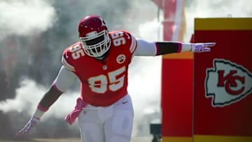 Oct 23, 2016; Kansas City, MO, USA; Kansas City Chiefs defensive tackle Chris Jones (95) is introduced prior to a game against the New Orleans Saints at Arrowhead Stadium. The Chiefs won 27-21. Mandatory Credit: Jeff Curry-USA TODAY Sports