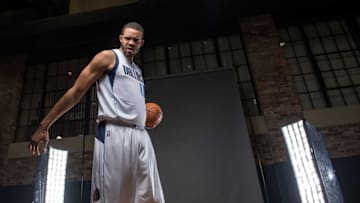 Sep 28, 2015; Dallas, TX, USA; Dallas Mavericks center JaVale McGee (11) poses for a photo during Media Day at the American Airlines Center. Mandatory Credit: Jerome Miron-USA TODAY Sports