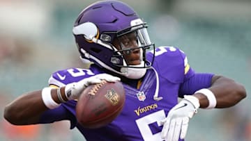 Aug 12, 2016; Cincinnati, OH, USA; Minnesota Vikings quarterback Teddy Bridgewater (5) warms up prior to the game against the Cincinnati Bengals, in a preseason NFL football game at Paul Brown Stadium. Mandatory Credit: Aaron Doster-USA TODAY Sports