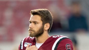 COLUMBIA, SC - NOVEMBER 02: Place kicker Alexander Woznick #42 of the South Carolina Gamecocks prior to their game against the Vanderbilt Commodores at Williams-Brice Stadium on November 2, 2019 in Columbia, South Carolina. (Photo by Michael Chang/Getty Images)