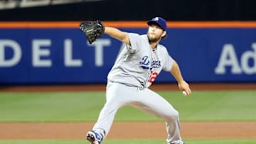May 29, 2016; New York City, NY, USA; Los Angeles Dodgers starting pitcher Clayton Kershaw (22) pitches during the first inning against the New York Mets at Citi Field. Mandatory Credit: Anthony Gruppuso-USA TODAY Sports