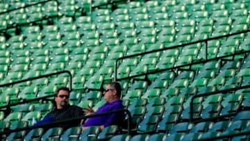 May 8, 2013; Houston, TX, USA; Fans watch the first inning between the Houston Astros and the Los Angeles Angels at Minute Maid Park. Mandatory Credit: Thomas Campbell-USA TODAY Sports