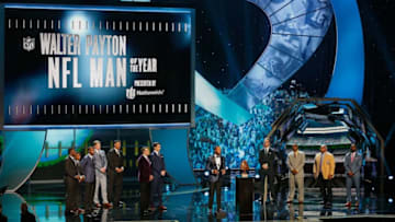 HOUSTON, TX - FEBRUARY 04: Larry Fitzgerald accepts the Walter Payton NFL Man of the Year presented by Nationwide at Wortham Theater Center on February 4, 2017 in Houston, Texas. Eli Manning also received the award this year. (Photo by Bob Levey/Getty Images)