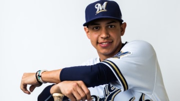 MARYVALE, AZ - FEBRUARY 22: Mauricio Dubon of the Milwaukee Brewers poses for a portrait during Photo Day at the Milwaukee Brewers Spring Training Complex on February 22, 2018 in Maryvale, Arizona. (Photo by Rob Tringali/Getty Images)
