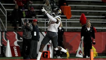 MUNCIE, IN - OCTOBER 26: Diontae Johnson #3 of the Toledo Rockets scores a touchdown in the third quarter against the Ball State Cardinals at Scheumann Stadium on October 26, 2017 in Muncie, Indiana. (Photo by Dylan Buell/Getty Images)