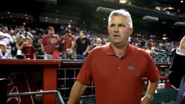 Apr. 1, 2013; Phoenix, AZ, USA: Arizona Diamondbacks general manager Kevin Towers prior to the game against the St. Louis Cardinals during opening day at Chase Field. Mandatory Credit: Mark J. Rebilas-USA TODAY Sports