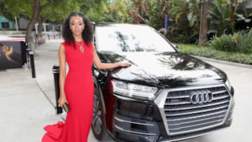 LOS ANGELES, CA - SEPTEMBER 17: Audi arrivals at the 69th Emmy Awards on September 17, 2017 in Los Angeles, CA with actor Sonequa Martin. (Photo by Joe Scarnici/Getty Images for Audi)