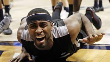 Feb 7, 2015; Cincinnati, OH, USA; Providence Friars forward LaDontae Henton (23) reacts after being fouled during the second half against the Xavier Musketeers at the Cintas Center. Xavier won 78-69. Mandatory Credit: Frank Victores-USA TODAY Sports