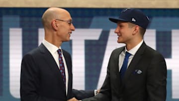 NEW YORK, NY - JUNE 21: Grayson Allen poses with NBA Commissioner Adam Silver after being drafted 21st overall by the Utah Jazz during the 2018 NBA Draft at the Barclays Center on June 21, 2018 in the Brooklyn borough of New York City. NOTE TO USER: User expressly acknowledges and agrees that, by downloading and or using this photograph, User is consenting to the terms and conditions of the Getty Images License Agreement. (Photo by Mike Stobe/Getty Images)