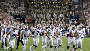 PROVO, UT - SEPTEMBER 30: Brigham Young Cougars break the huddle during the first half at a college football game against the Toledo Rockets at Lavell Edwards Stadium on September 30, 2016 in Provo, Utah. (Photo by George Frey/Getty Images)