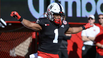 LINCOLN, NE - OCTOBER 26: Wide receiver Wan'Dale Robinson #1 of the Nebraska Cornhuskers get ready to take the opening kickoff against the Indiana Hoosiers at Memorial Stadium on October 26, 2019 in Lincoln, Nebraska. (Photo by Steven Branscombe/Getty Images)