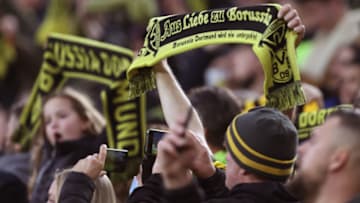 Borussia Dortmund fans at the Signal Iduna Park. (Photo by Alex Grimm/Getty Images)