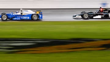 FORT WORTH, TX - JUNE 10: Scott Dixon, driver of the #9 NTT Data Chip Ganassi Racing Honda, leads Josef Newgarden, driver of the #2 hum by Verizon Team Penske Chevrolet, during the Verizon IndyCar Series Rainguard Water Sealers 600 at Texas Motor Speedway on June 10, 2017 in Fort Worth, Texas. (Photo by Robert Laberge/Getty Images)