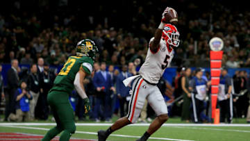 NEW ORLEANS, LOUISIANA - JANUARY 01: Wide receiver Matt Landers #5 of the Georgia Bulldogs celebrates after scoring a touchdown against Baylor Bears during the Allstate Sugar Bowl at Mercedes Benz Superdome on January 01, 2020 in New Orleans, Louisiana. (Photo by Marianna Massey/Getty Images)