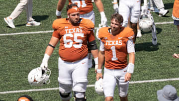 Jake Majors, Hudson Card, Texas Football Mandatory Credit: Jay Janner/Austin American-Statesman-USA TODAY NETWORK