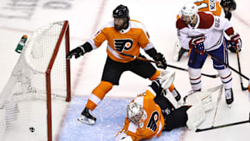 Carter Hart and Ivan Provorov, Philadelphia Flyers (Photo by Elsa/Getty Images)
