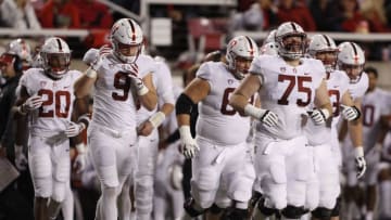 SALT LAKE CITY, UT - OCTOBER 7: The Stanford Cardinal offense runs onto the field during the second half of an college football game against the Utah Utes on October 7, 2017 at Rice Eccles Stadium in Salt Lake City, Utah. (Photo by George Frey/Getty Images)