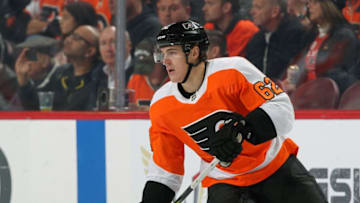 PHILADELPHIA, PA - NOVEMBER 13: Nicolas Aube-Kubel #62 of the Philadelphia Flyers skates against the Florida Panthers on November 13, 2018 at the Wells Fargo Center in Philadelphia, Pennsylvania. (Photo by Len Redkoles/NHLI via Getty Images)